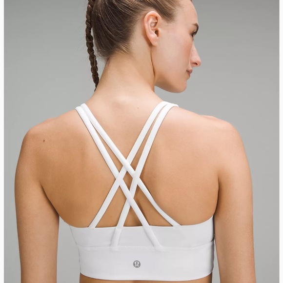 Size 8 White Lululemon Energy Longline Bra Medium Support - Picture 4 of 6